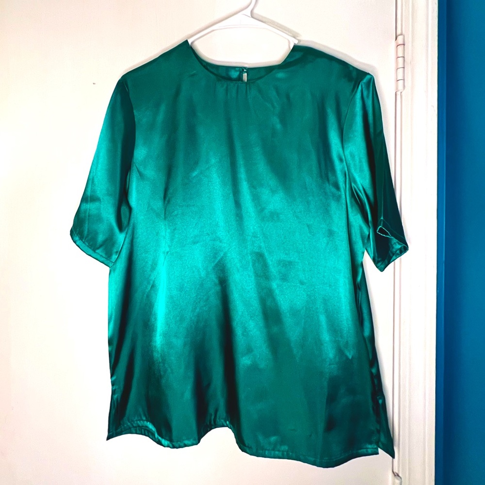 Emerald satin blouse